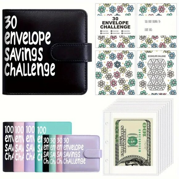 Unbranded Other - Black 30 Envelope Savings Challenge Binder NEW